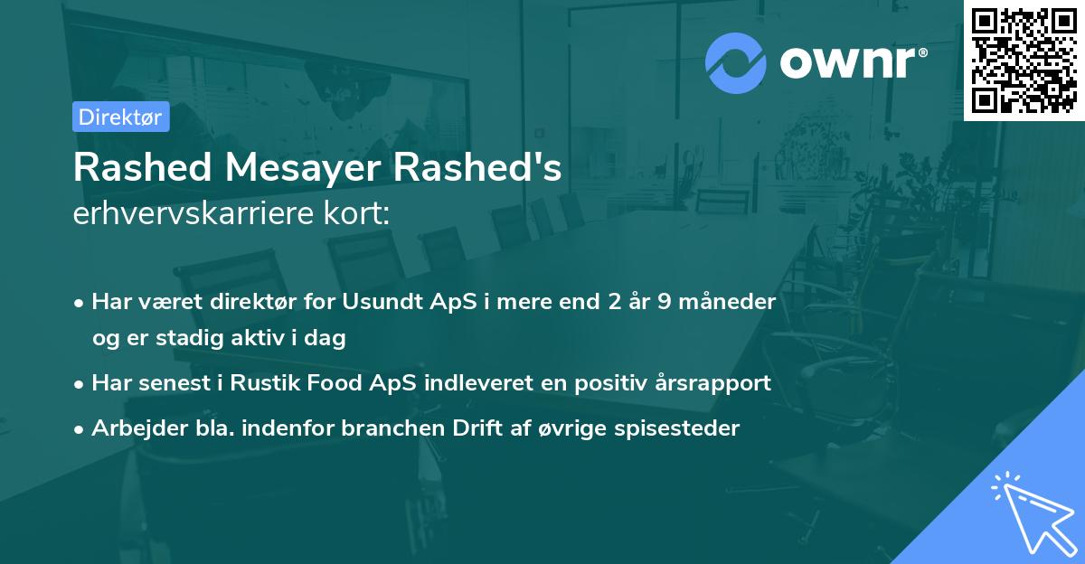 Rashed Mesayer Rashed's erhvervskarriere kort