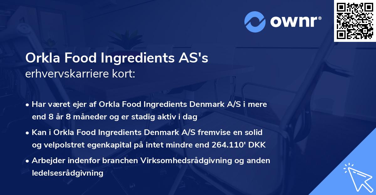 Orkla Food Ingredients AS's erhvervskarriere kort
