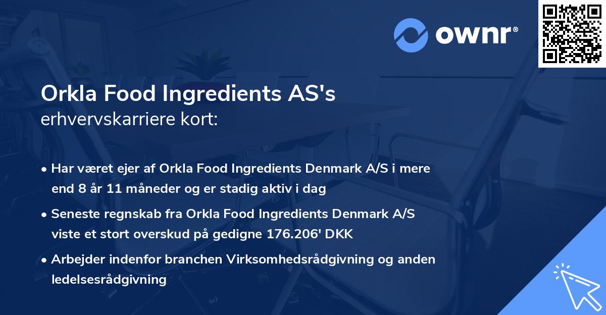 Orkla Food Ingredients AS's erhvervskarriere kort