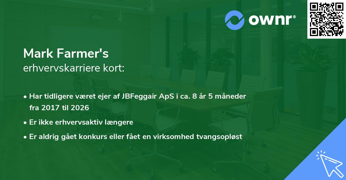 Mark Farmer's erhvervskarriere kort