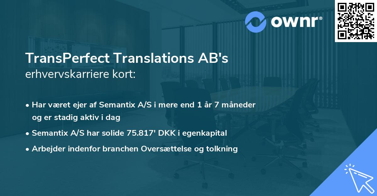 TransPerfect Translations AB's erhvervskarriere kort