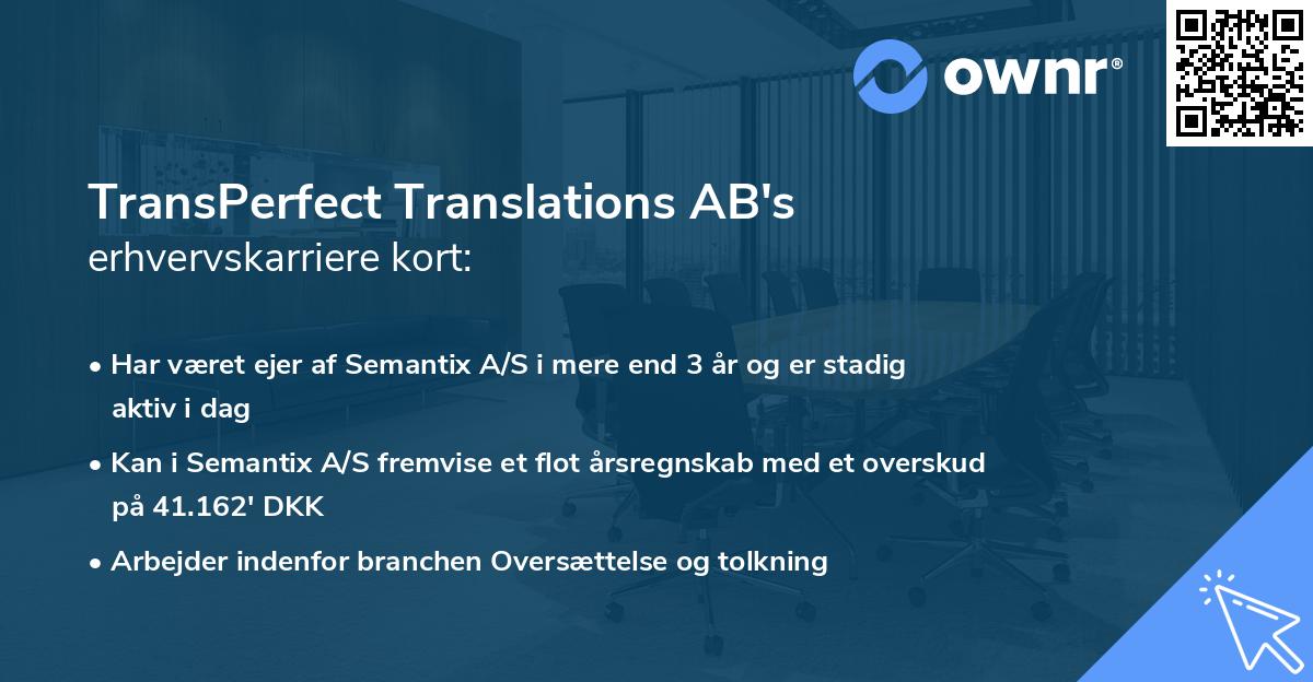 TransPerfect Translations AB's erhvervskarriere kort