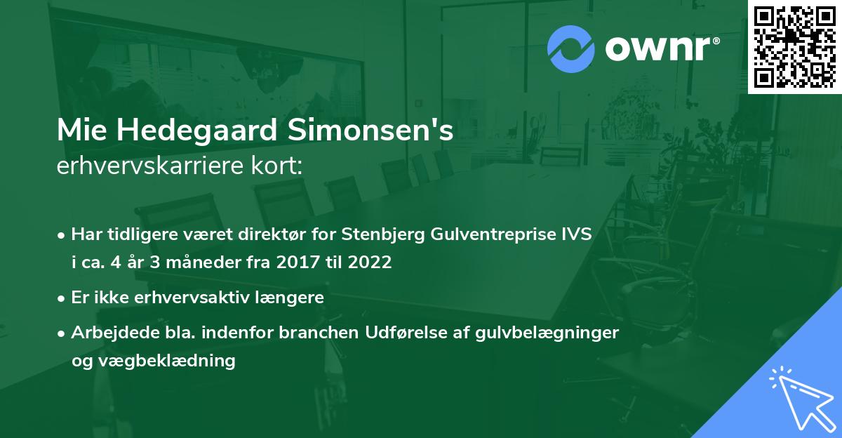 Mie Hedegaard Simonsen's erhvervskarriere kort