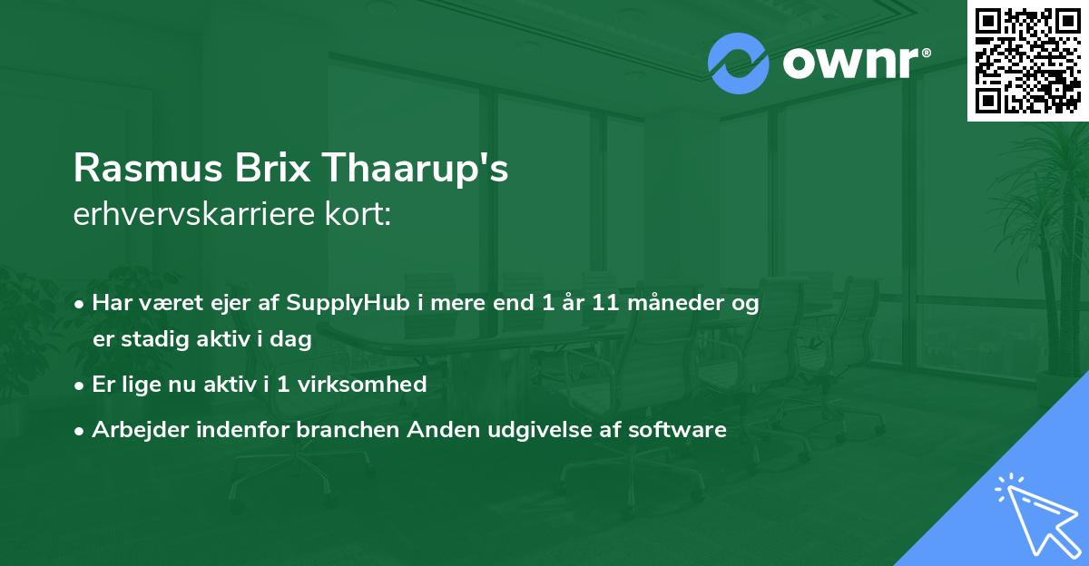 Rasmus Brix Thaarup's erhvervskarriere kort