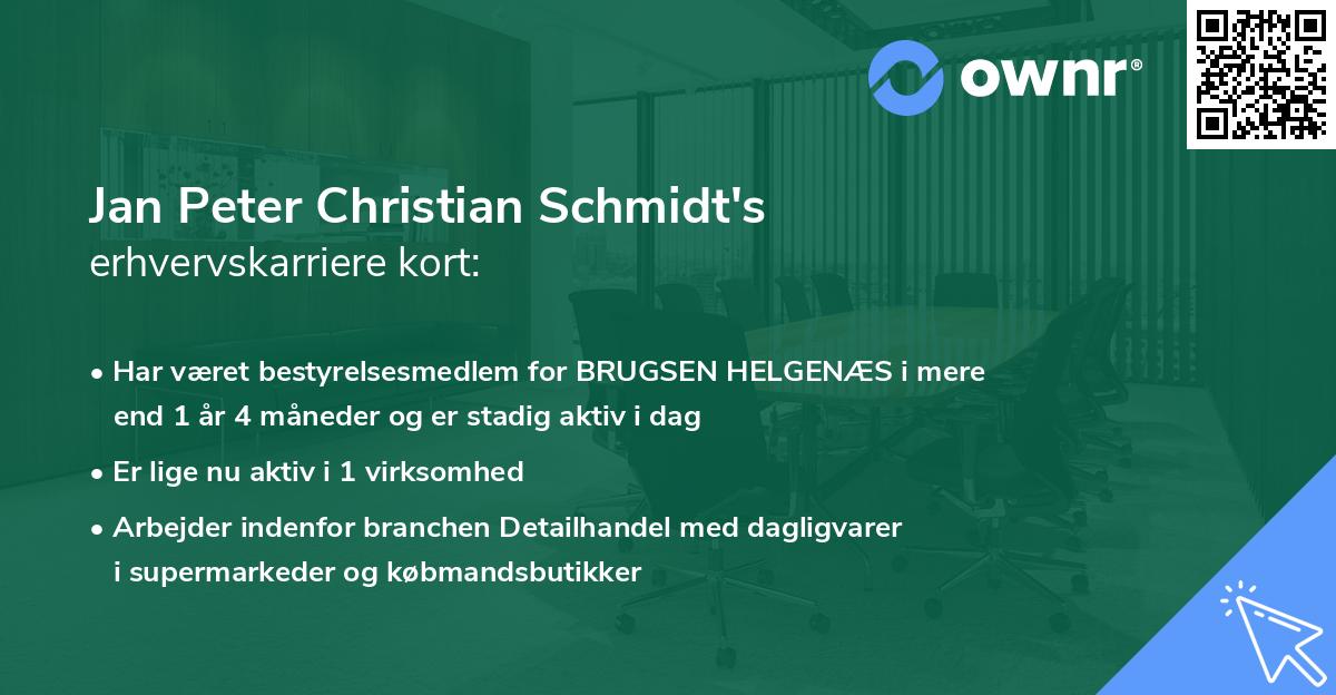Jan Peter Christian Schmidt's erhvervskarriere kort