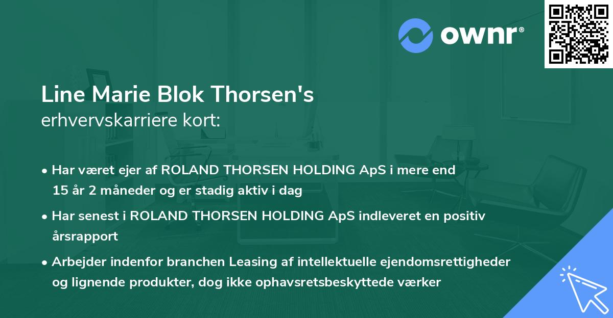 Line Marie Blok Thorsen's erhvervskarriere kort