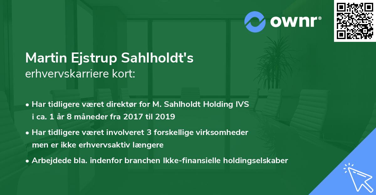 Martin Ejstrup Sahlholdt's erhvervskarriere kort