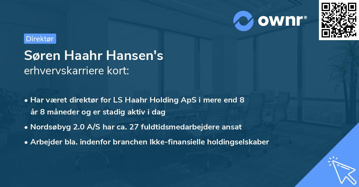Søren Haahr Hansen's erhvervskarriere kort