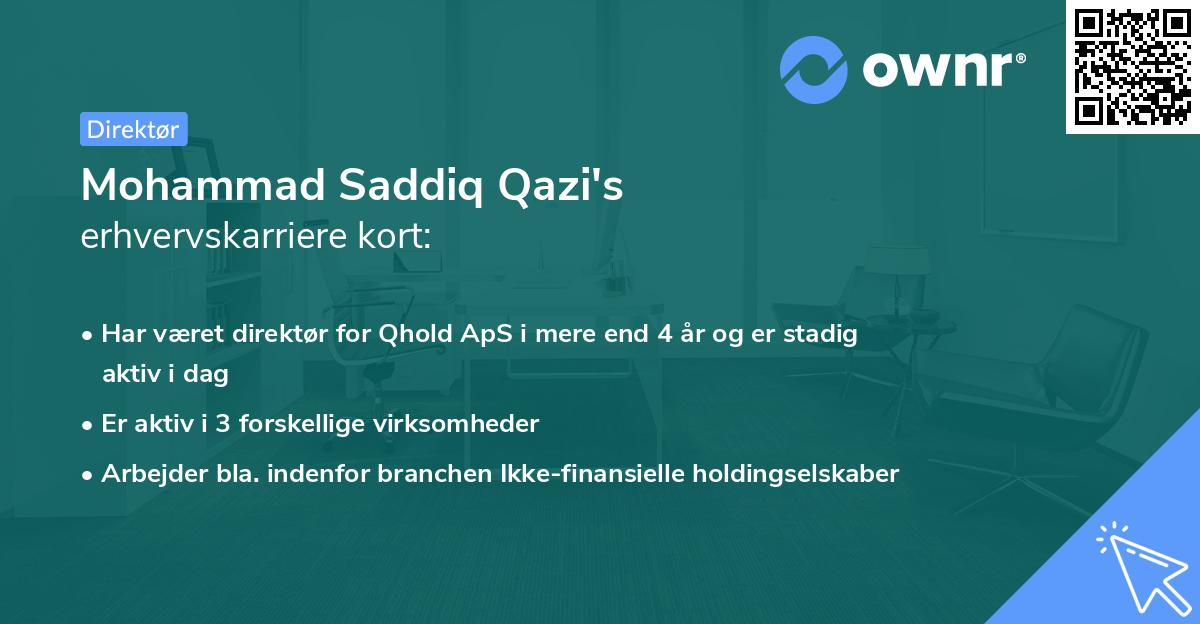 Mohammad Saddiq Qazi's erhvervskarriere kort