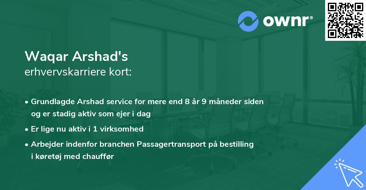Waqar Arshad's erhvervskarriere kort