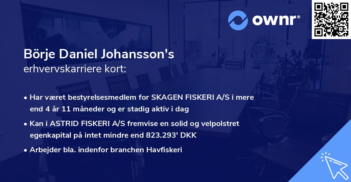 Börje Daniel Johansson's erhvervskarriere kort