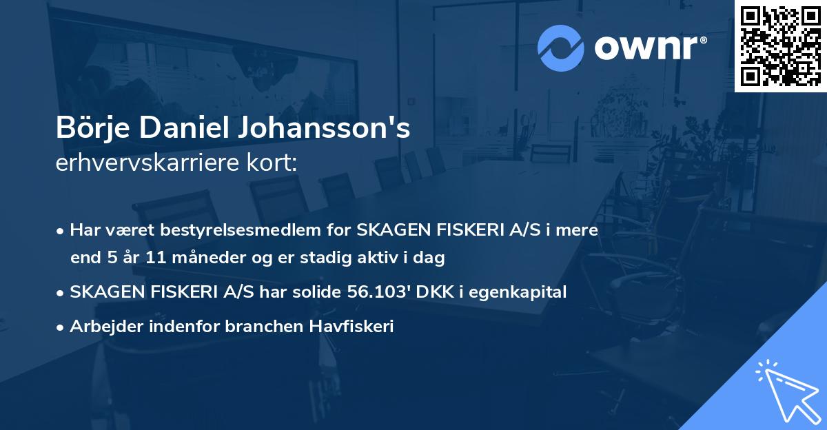 Börje Daniel Johansson's erhvervskarriere kort