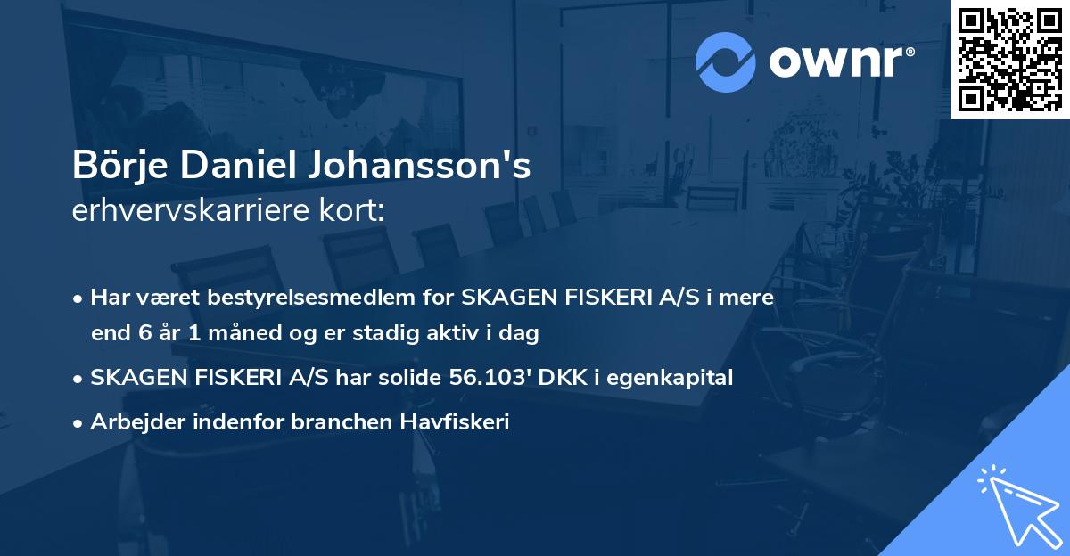 Börje Daniel Johansson's erhvervskarriere kort