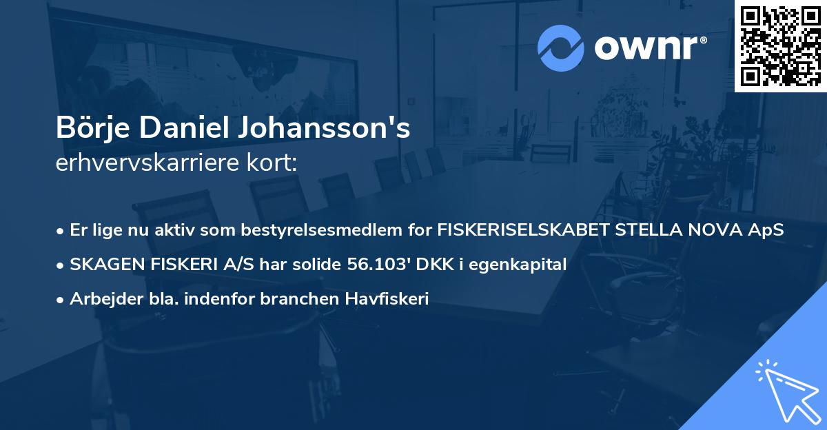 Börje Daniel Johansson's erhvervskarriere kort