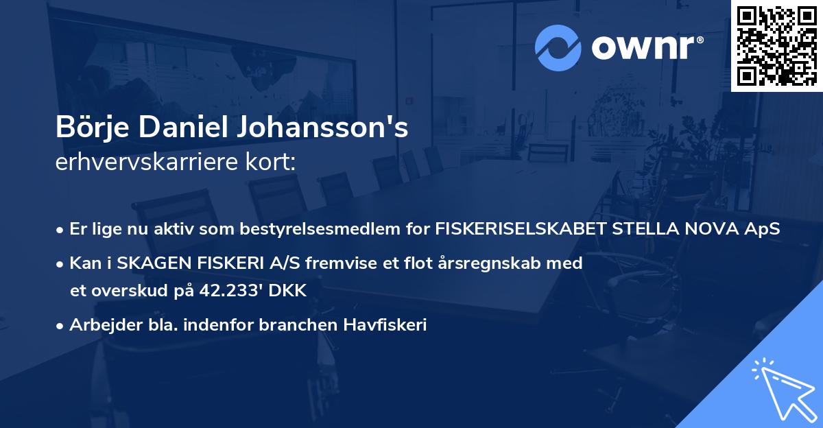 Börje Daniel Johansson's erhvervskarriere kort