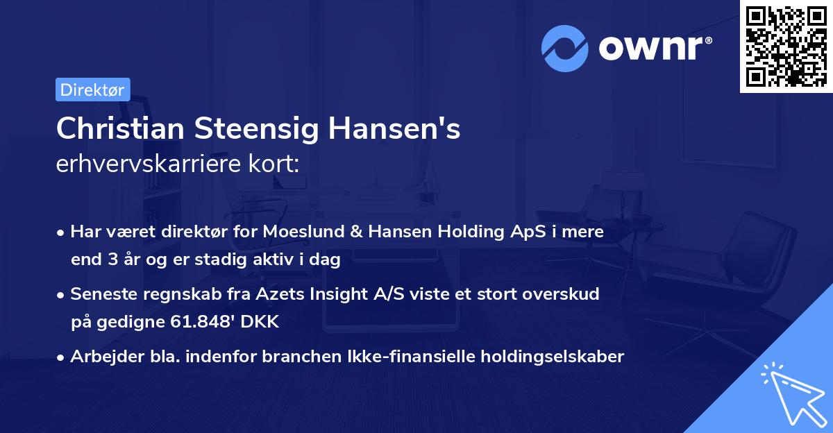 Christian Steensig Hansen's erhvervskarriere kort