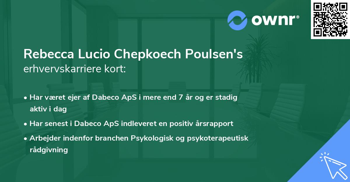 Rebecca Lucio Chepkoech Poulsen's erhvervskarriere kort