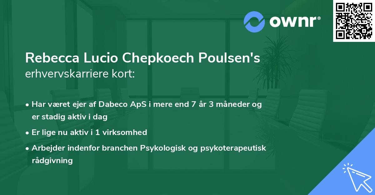 Rebecca Lucio Chepkoech Poulsen's erhvervskarriere kort