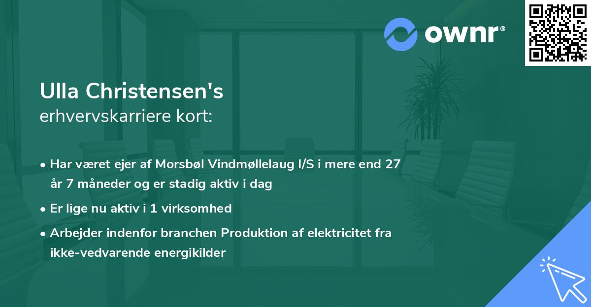 Ulla Christensen's erhvervskarriere kort
