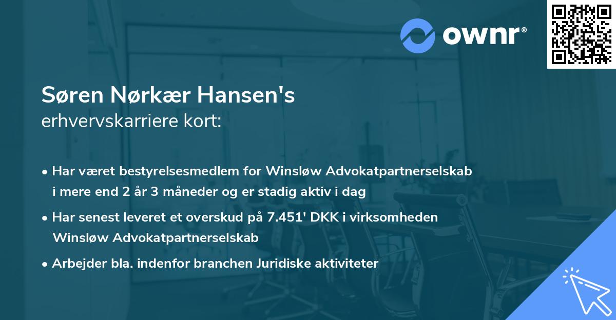 Søren Nørkær Hansen's erhvervskarriere kort
