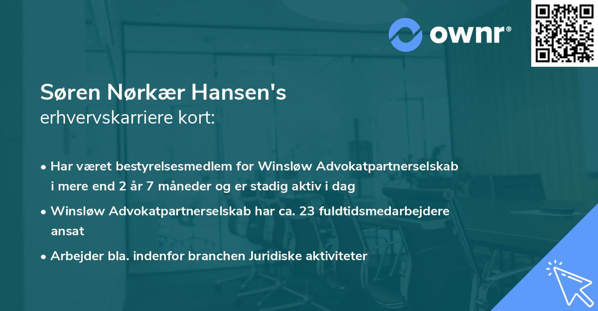 Søren Nørkær Hansen's erhvervskarriere kort