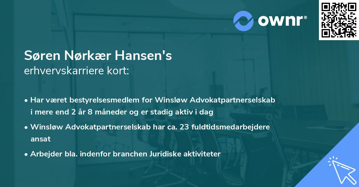Søren Nørkær Hansen's erhvervskarriere kort