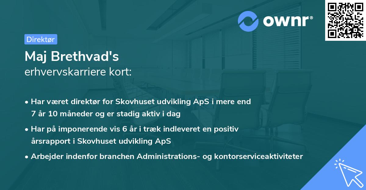 Maj Brethvad's erhvervskarriere kort