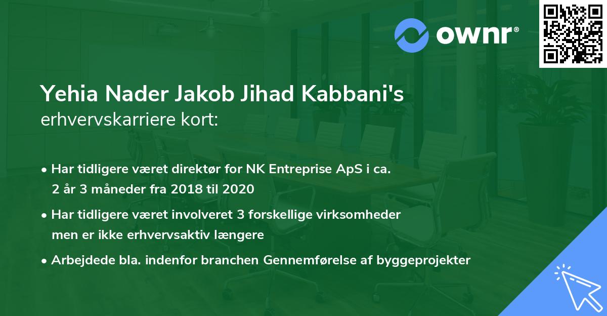 Yehia Nader Jakob Jihad Kabbani's erhvervskarriere kort