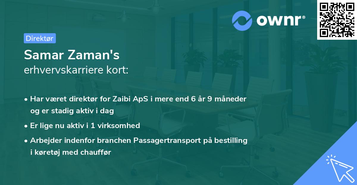Samar Zaman's erhvervskarriere kort