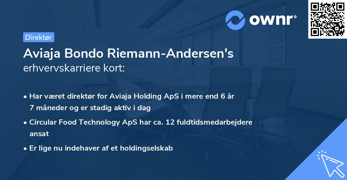 Aviaja Bondo Riemann-Andersen's erhvervskarriere kort