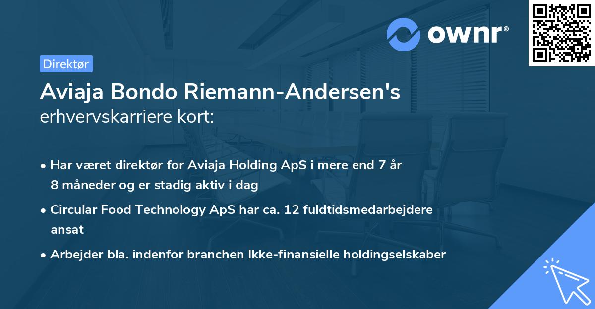 Aviaja Bondo Riemann-Andersen's erhvervskarriere kort