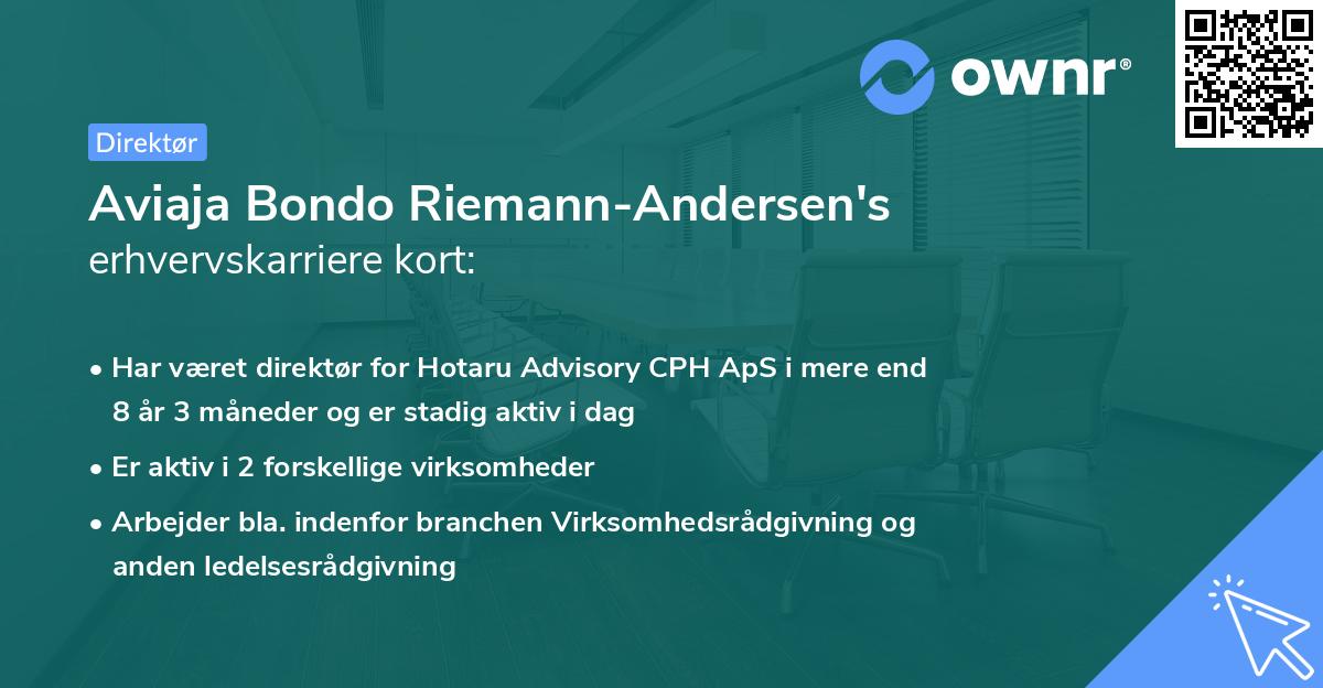 Aviaja Bondo Riemann-Andersen's erhvervskarriere kort