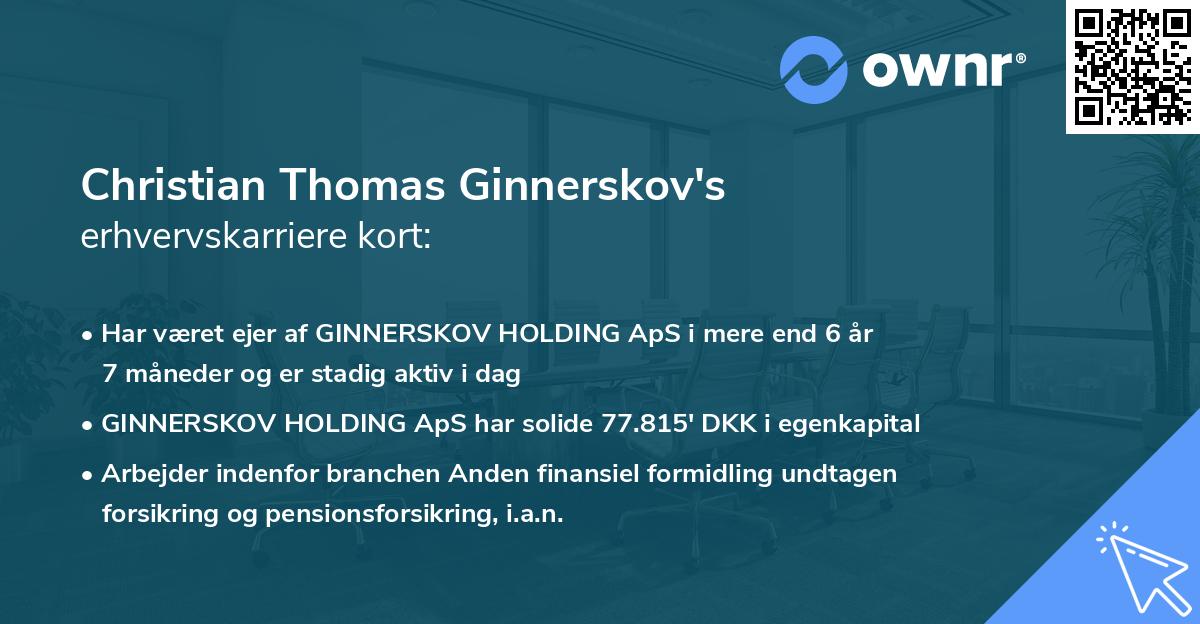 Christian Thomas Ginnerskov's erhvervskarriere kort