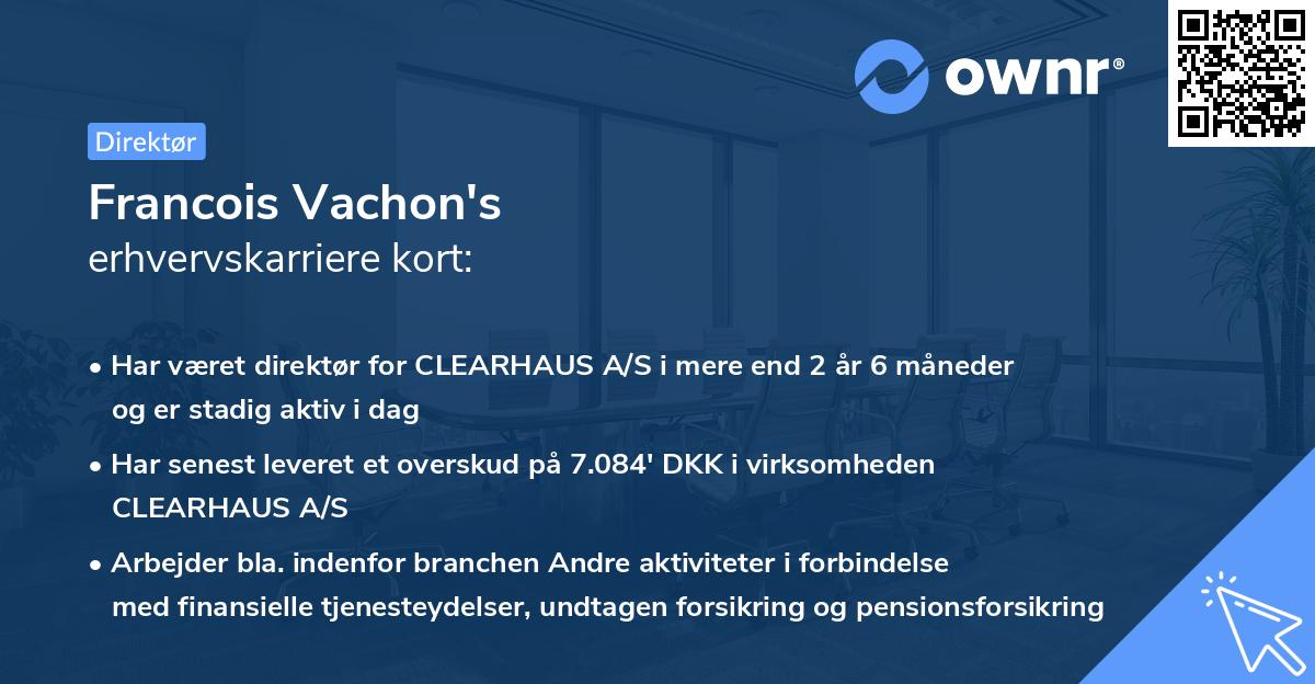 Francois Vachon's erhvervskarriere kort