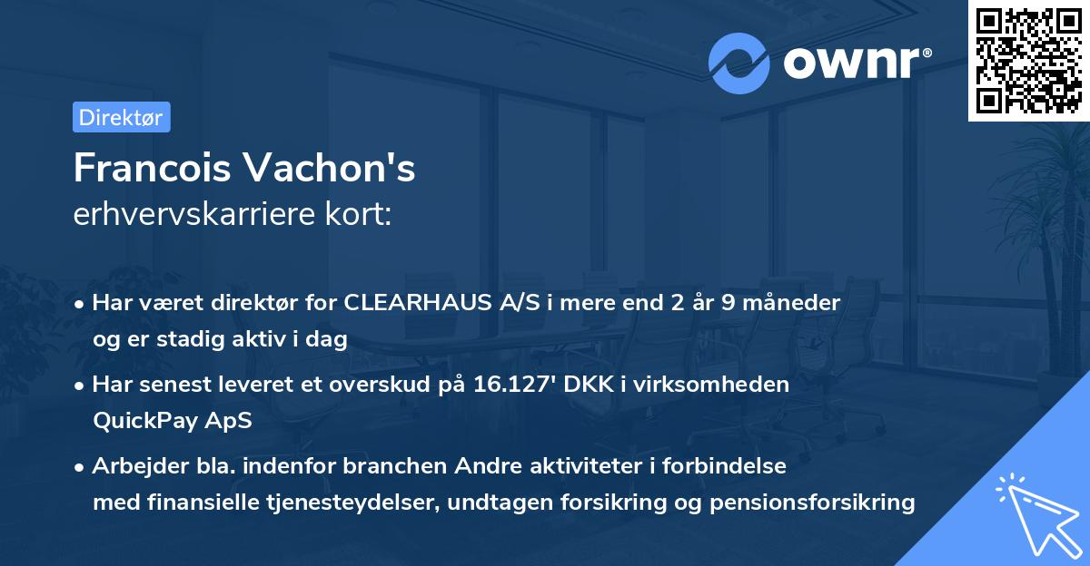Francois Vachon's erhvervskarriere kort
