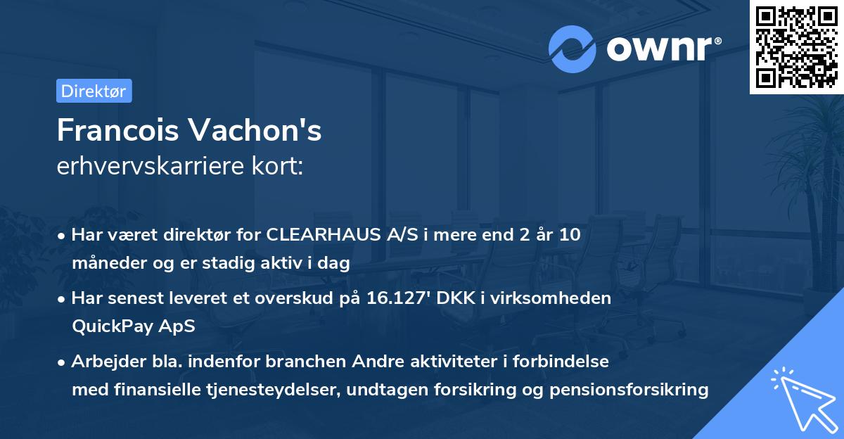 Francois Vachon's erhvervskarriere kort