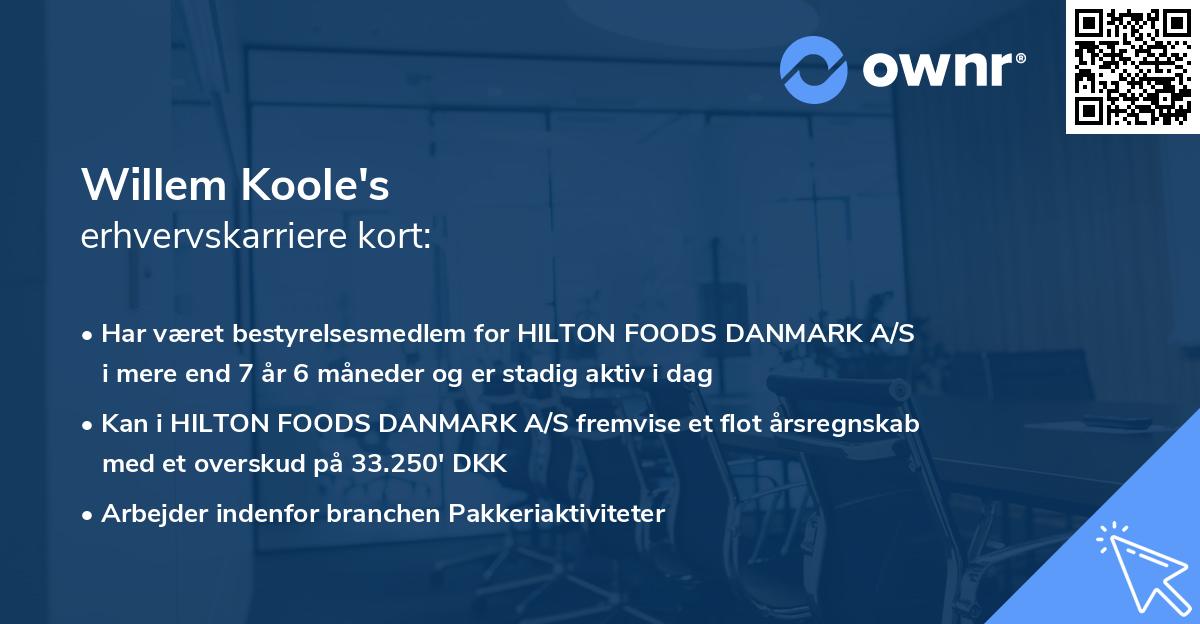 Willem Koole's erhvervskarriere kort