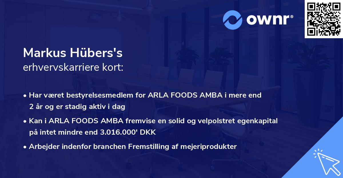 Markus Hübers's erhvervskarriere kort