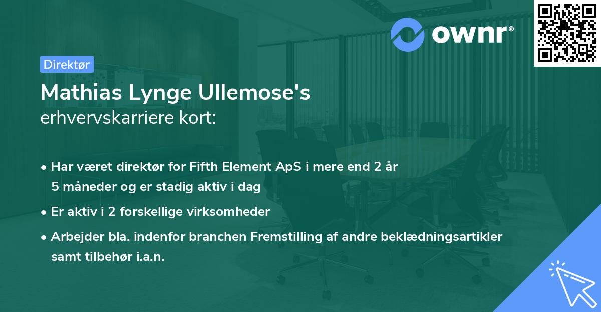 Mathias Lynge Ullemose's erhvervskarriere kort