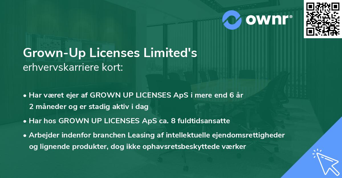 Grown-Up Licenses Limited's erhvervskarriere kort