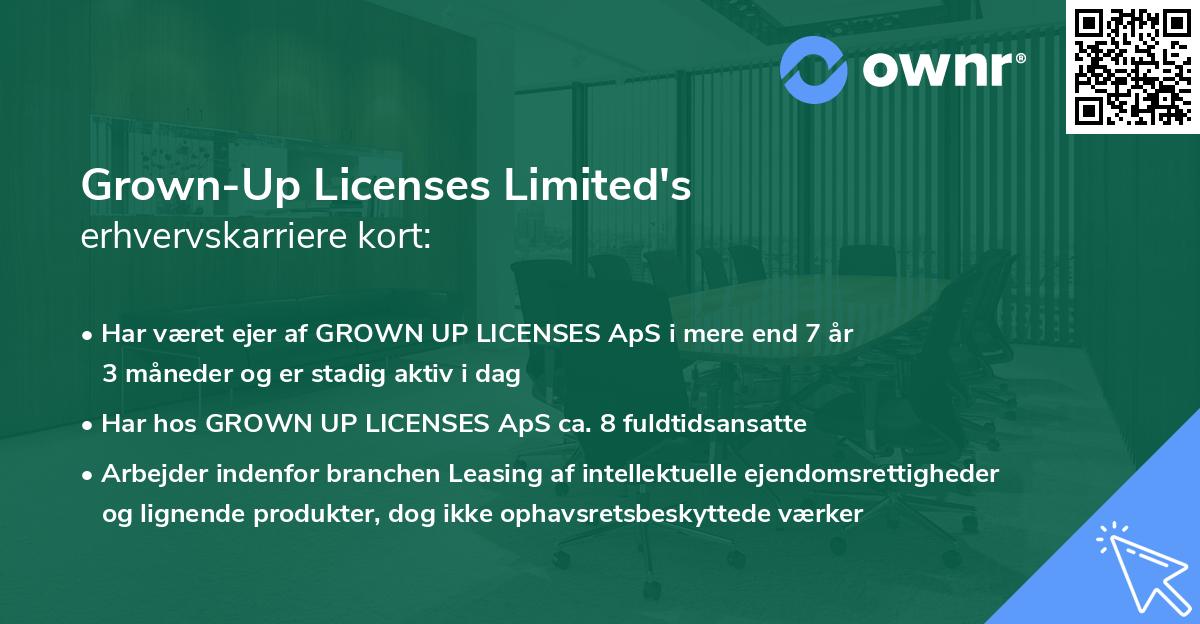 Grown-Up Licenses Limited's erhvervskarriere kort