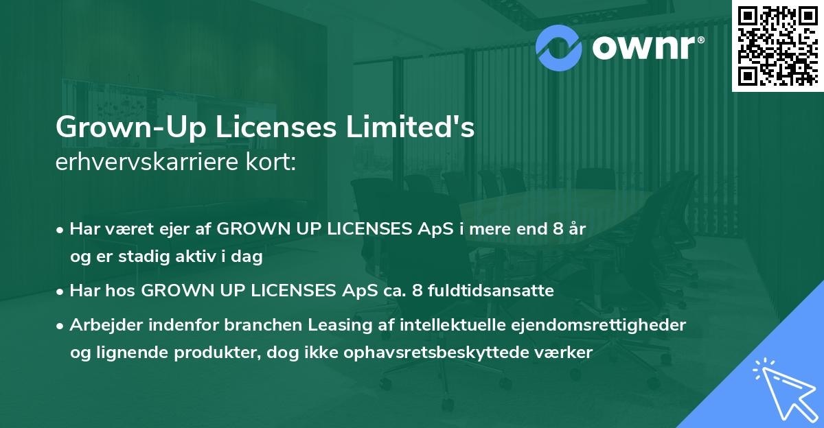 Grown-Up Licenses Limited's erhvervskarriere kort