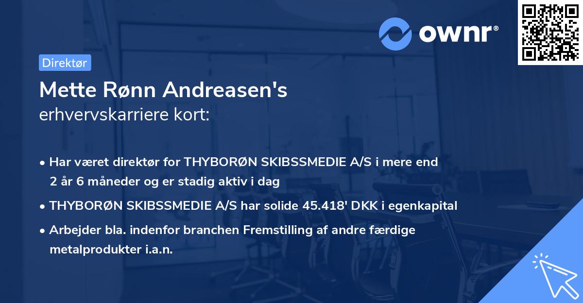 Mette Rønn Andreasen's erhvervskarriere kort