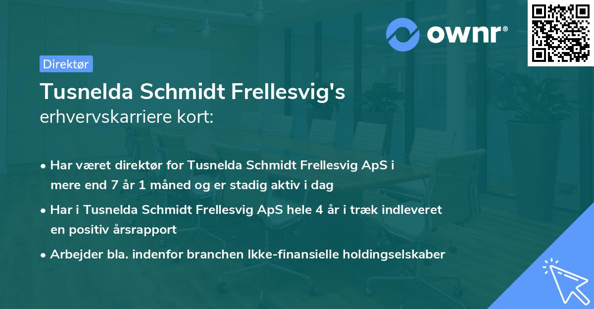 Tusnelda Schmidt Frellesvig's erhvervskarriere kort