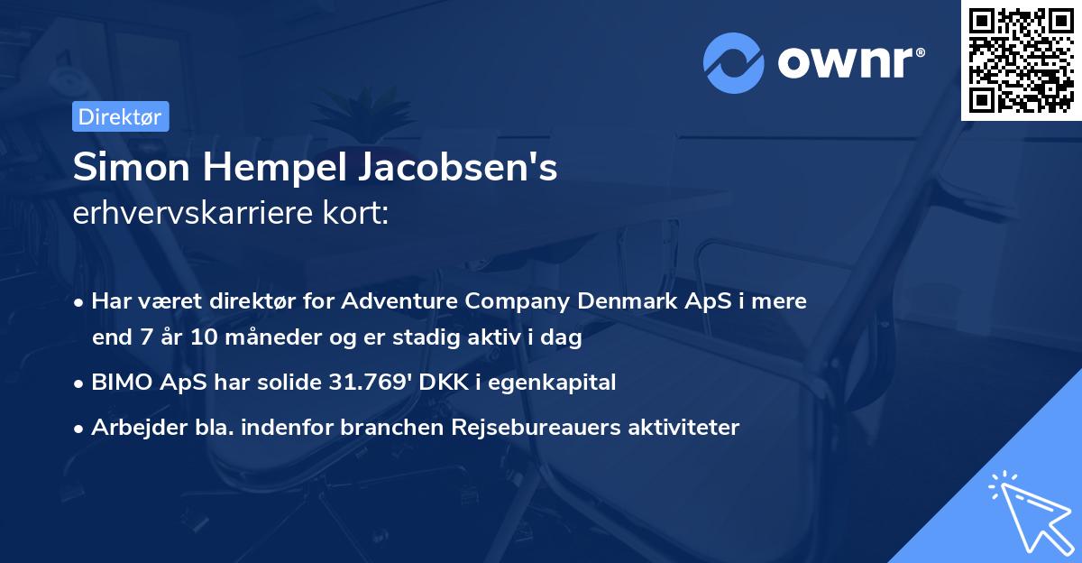 Simon Hempel Jacobsen's erhvervskarriere kort