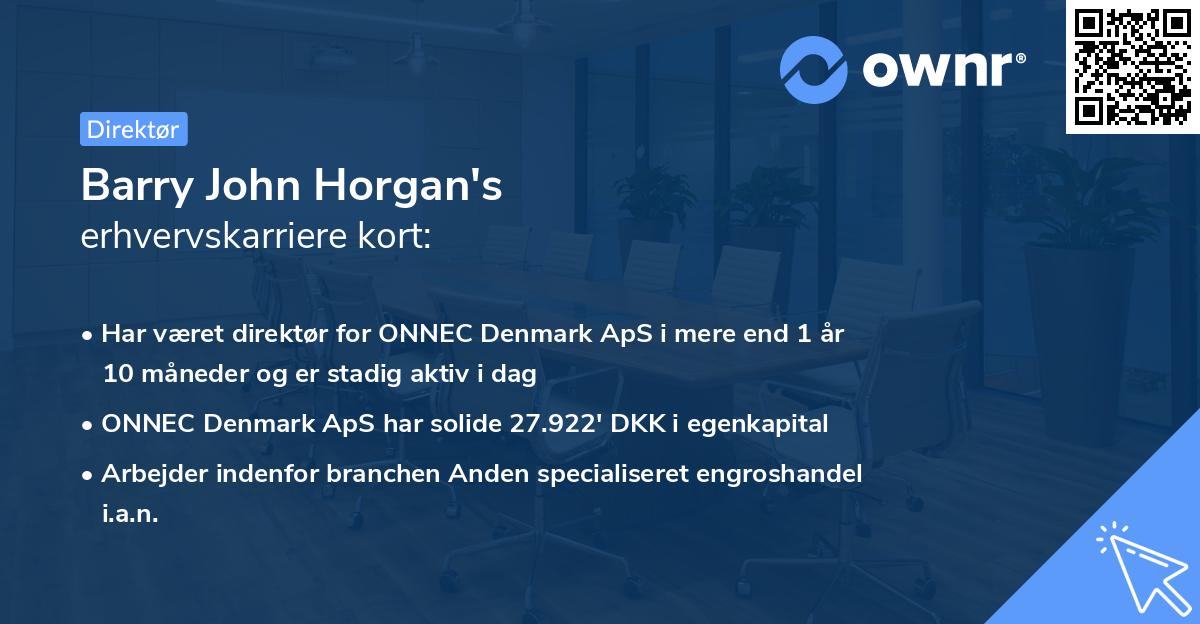 Barry John Horgan's erhvervskarriere kort