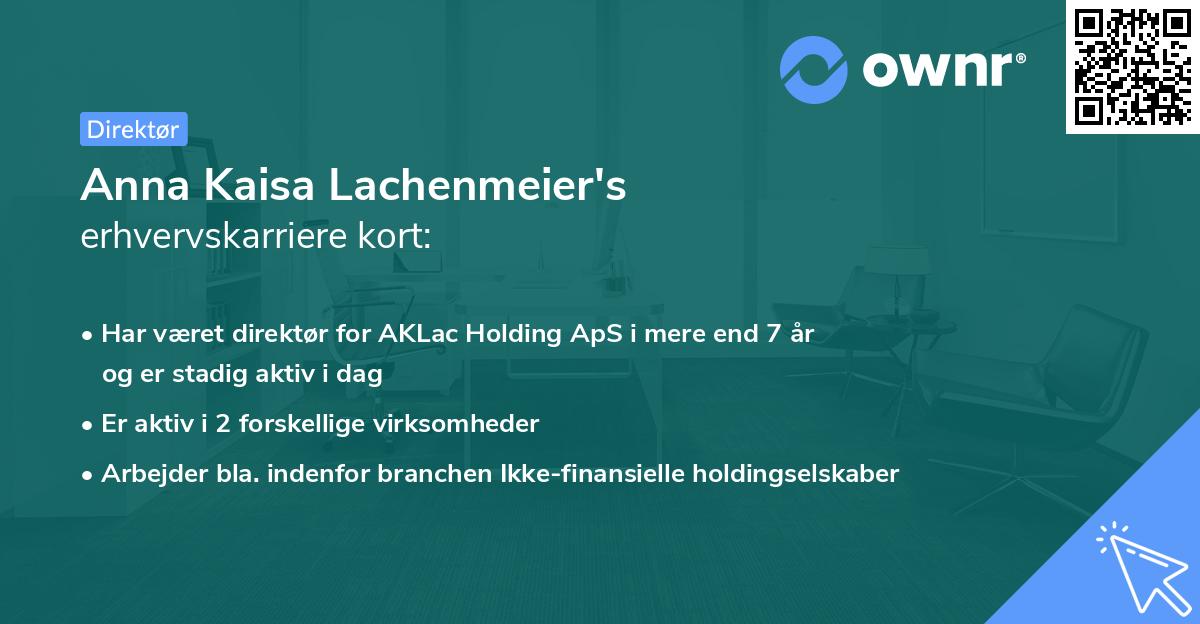 Anna Kaisa Lachenmeier's erhvervskarriere kort