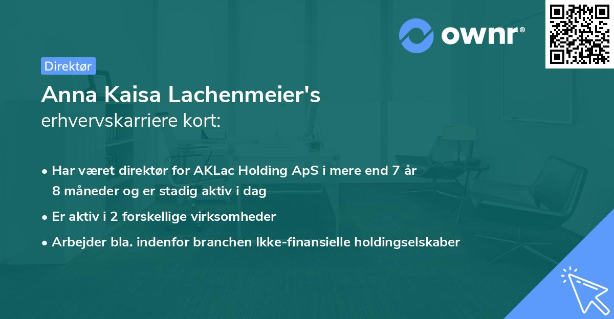 Anna Kaisa Lachenmeier's erhvervskarriere kort
