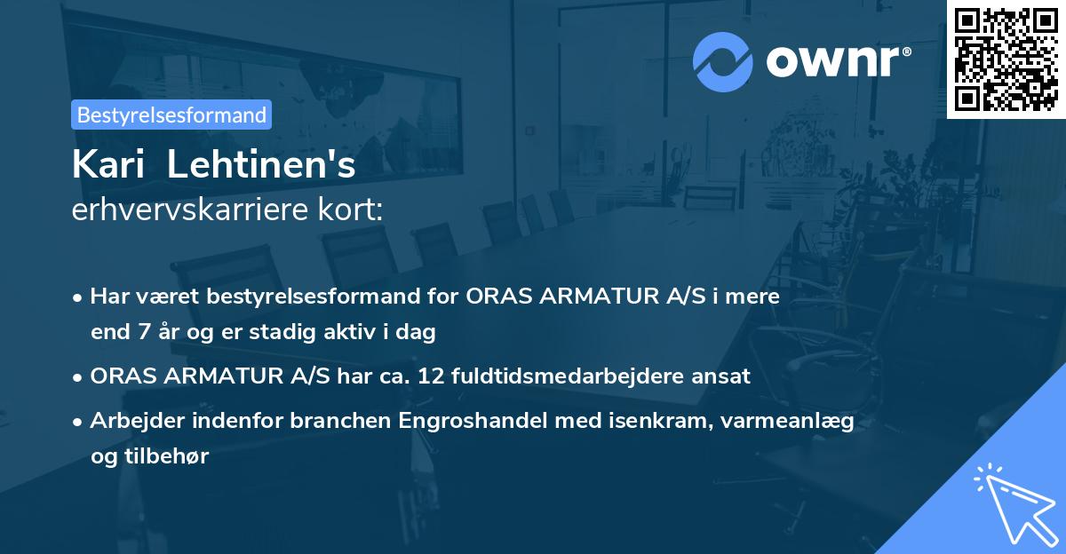 Kari Lehtinen's erhvervskarriere kort