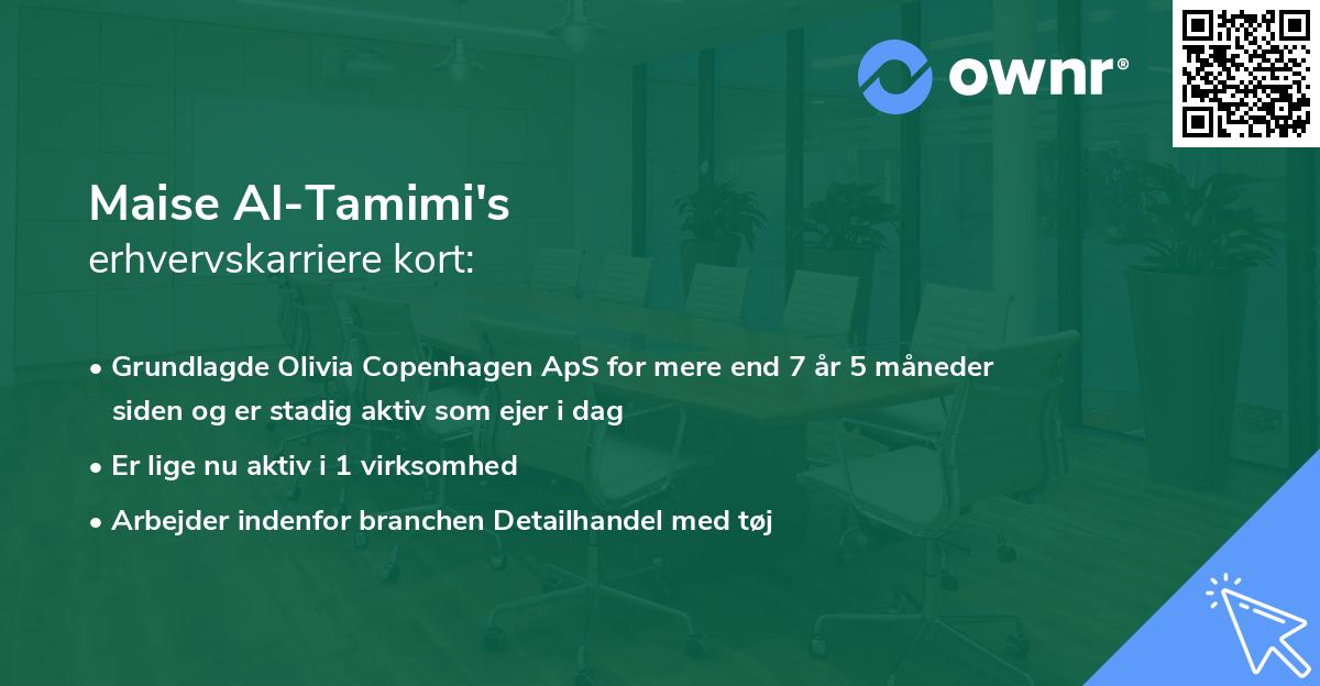 Maise Al-Tamimi's erhvervskarriere kort